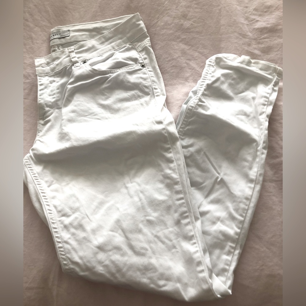 Zara white slim fit pants with stretch
